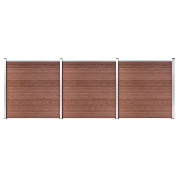 vidaXL Градинска ограда, WPC, 526x186 см, кафява