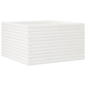 vidaXL Градински сандък, бял, 80x80x45,5 см, масивна борова дървесина