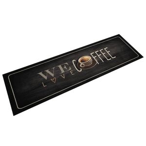 vidaXL Кухненско килимче, миещо, текст Coffee, 45x150 см, кадифе