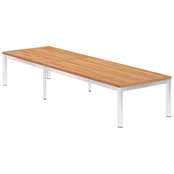 vidaXL Шезлонг, тиково дърво масив и неръждаема стомана