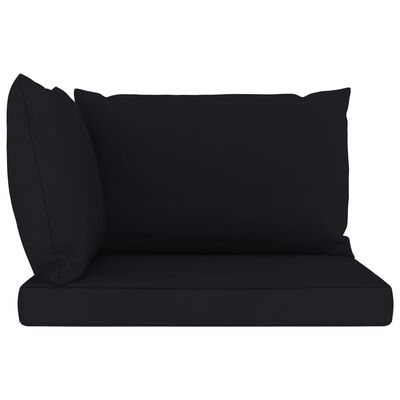 vidaXL Градински 2-местен диван от палети с черни възглавници бор