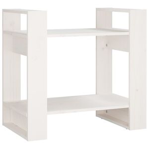 vidaXL Библиотека/разделител за стая, бяла, 60x35x57 см, бор масив