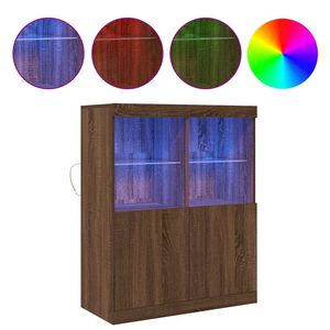 vidaXL Сайдборд, кафяв дъб, 81x37x100 см, инженерно дърво