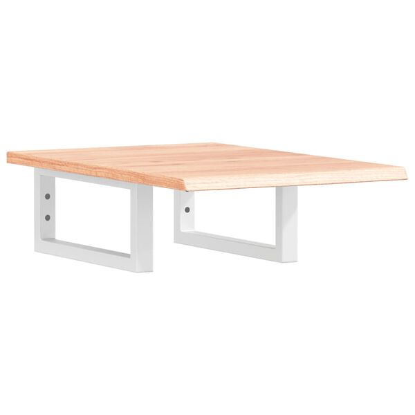 vidaXL Стенен рафт за мивка, стомана и масивно дърво дъб