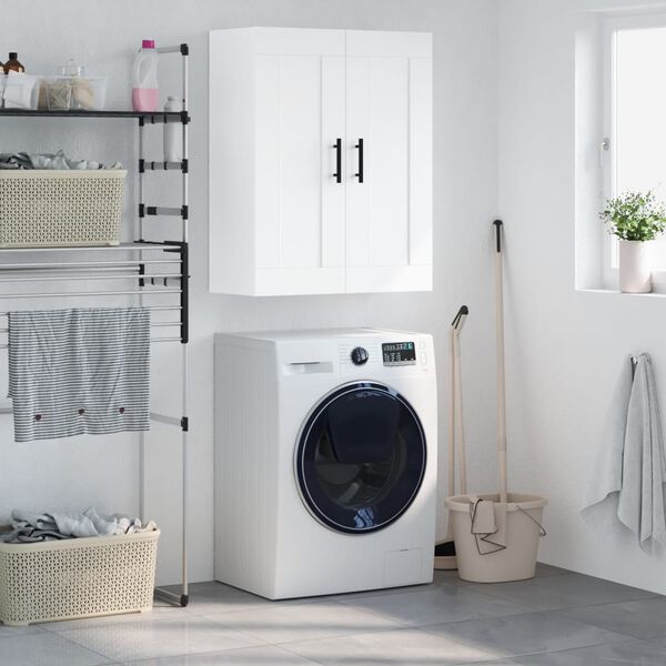 vidaXL Стенен шкаф бял 69,5x34x90 см инженерно дърво