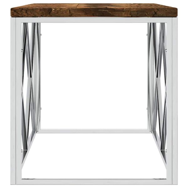 vidaXL Маса за кафе, неръждаема стомана и регенерирано дърво масив