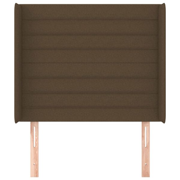 vidaXL Горна табла за легло с уши, тъмнокафява,103x16x118/128 см, плат