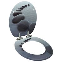 vidaXL Тоалетна седалка с плавно затваряне, МДФ капак, дизайн с камъни