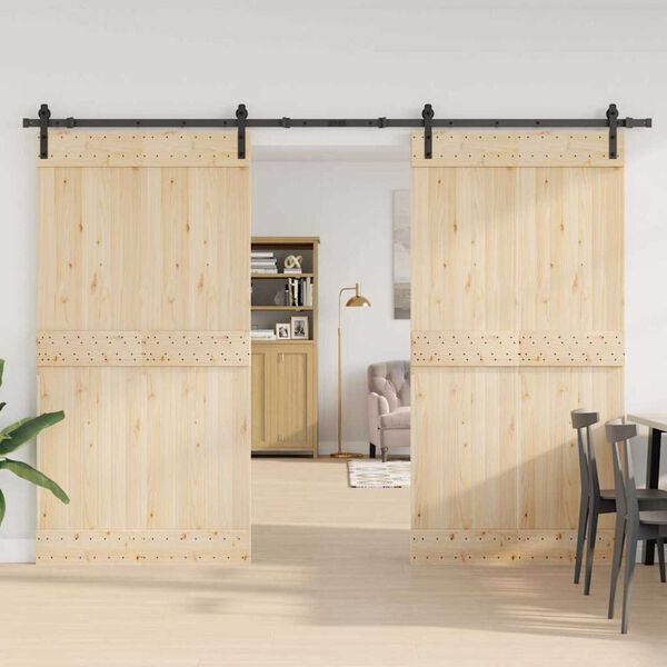 vidaXL Комплект механизъм за плъзгаща врата, 305 см, стомана, черен