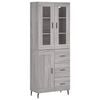 vidaXL Висок шкаф, сив сонома, 69,5x34x180 см, инженерно дърво
