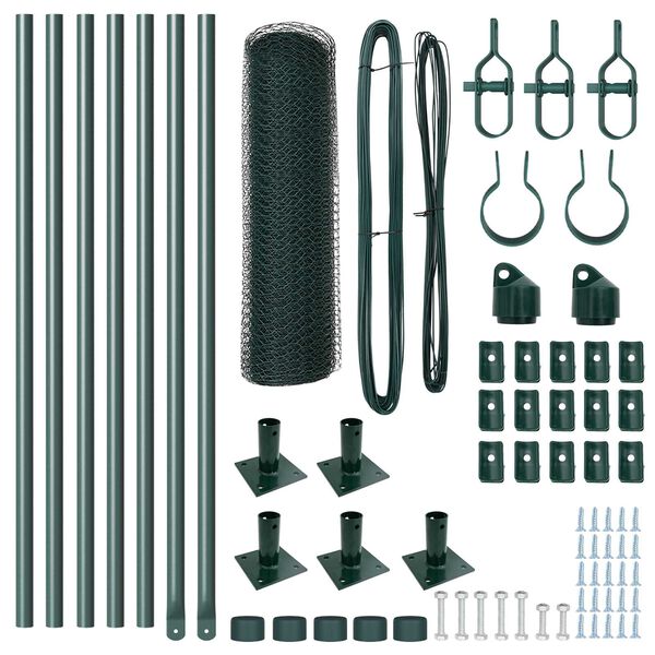 vidaXL Стълб за ограда. Зелен 10 x 0,5 м (25 мм мрежа) Стомана и PVC