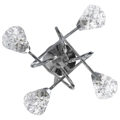 vidaXL Лампа за таван със стъклени решетъчни абажури за 4 крушки G9