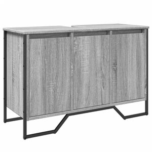 vidaXL Шкаф за мивка за баня, сив сонома, 91x35x60 см, инженерно дърво