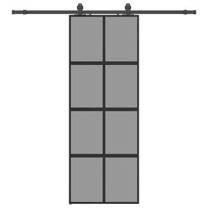 vidaXL Плъзгаща се врата с комплект обков Черно 76x205 cm