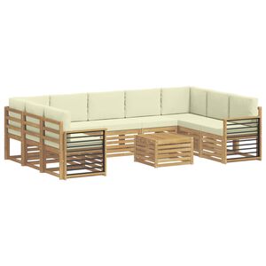 vidaXL Комплекти дивани с възглавница 10 pcs Бяло и кремаво Полиестер