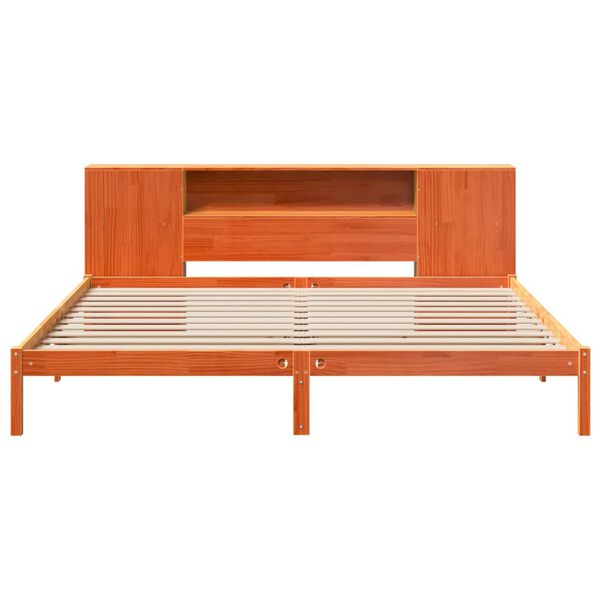 vidaXL Легло с етажерка за книги, без матрак, 180x200 см, бор масив