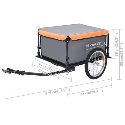 vidaXL Ремарке за колело, сиво и оранжево, 65 кг