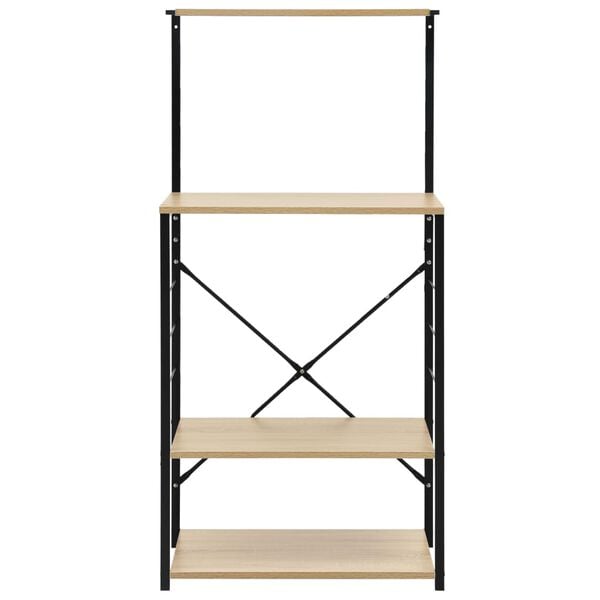 vidaXL Шкаф за микровълнова черно и дъб 60x39,6x123 см инженерно дърво