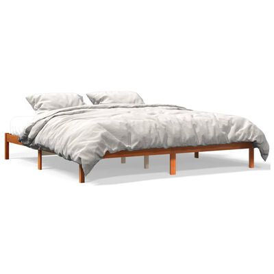vidaXL Рамка за легло, восъчнокафяв, 200x200 см, борово дърво масив