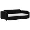vidaXL Канапе с изтеглящо легло и чекмеджета черно 90x200 см текстил