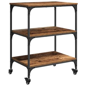 vidaXL Кухненска количка Старо дърво 60 x 41 x 76 см