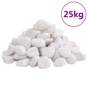 vidaXL Полирани камъчета 25 кг бели 2-5 см