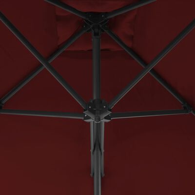 vidaXL Градински чадър със стоманен прът, бордо, 250x250x230 см