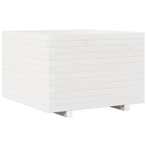 vidaXL Градински сандък, бял, 70x70x49,5 см, масивна борова дървесина