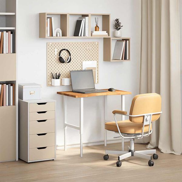 vidaXL Плот за бюро, светлокафяв, 80x50x2,5 см, дъб масив, правоъгълна