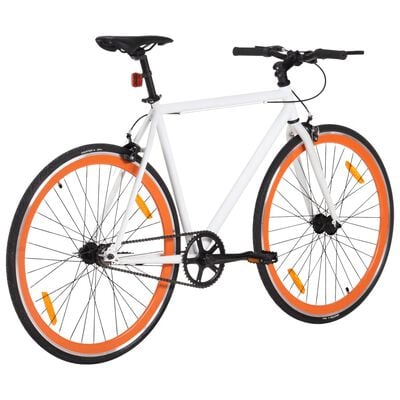 vidaXL Велосипед с фиксирана предавка, бяло и оранжево, 700c, 59 см