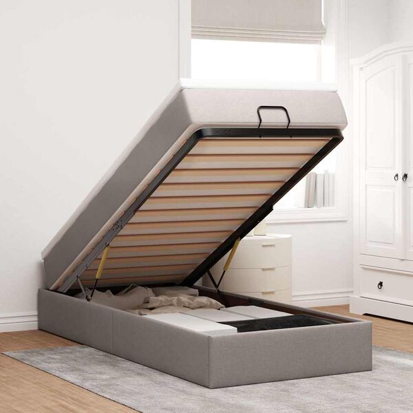 vidaXL Османска легло с матрак, таупе, 90x190 см, плат