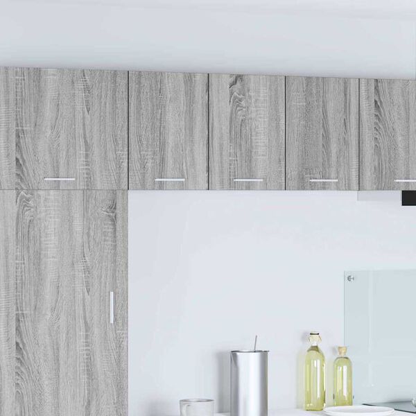 vidaXL Висящ шкаф Сив Сонома и бяло 30 x 31 x 40 см Инженерно дърво