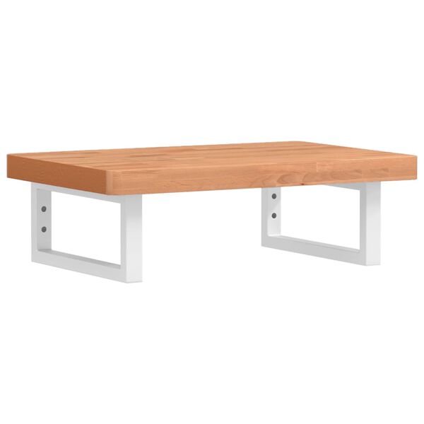 vidaXL Стенен рафт за мивка, стомана и масивно дърво бук