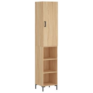 vidaXL Висок шкаф, сонома дъб, 34,5x34x180 см, инженерно дърво