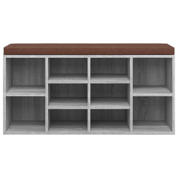 vidaXL Шкаф за обувки, сив сонома, 103x30x48 см, инженерно дърво