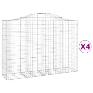 vidaXL Габионни кошници арка 4 бр 200x50x140/160 см поцинковано желязо