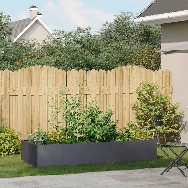 vidaXL Кашпа, антрацит, 200x80x40 см, стомана