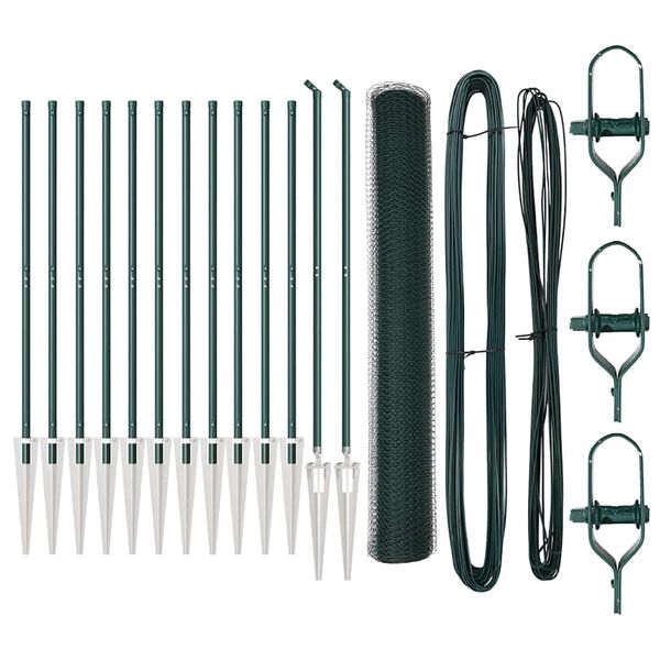 vidaXL Стълб за ограда. Зелен 25 x 1,2 м (25 мрежа) Стомана