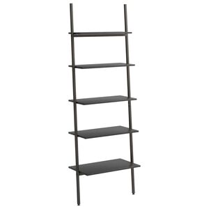 vidaXL Етажерка стълба с 5 рафта черна 64x34x185,5 см