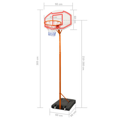 vidaXL Баскетболен кош на стойка 305 см