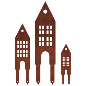 vidaXL Градински кол 3 бр. 41 x 10 x 0,08 см Кортенова стомана