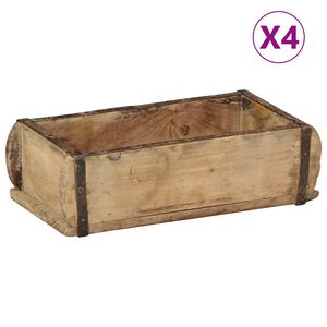vidaXL Поднос 4 бр. Кафяво 30 x 15 x 9 см Солидно възстановено дърво