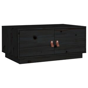 vidaXL Кафе маса, чернa, 80x50x35 см, борово дърво масив