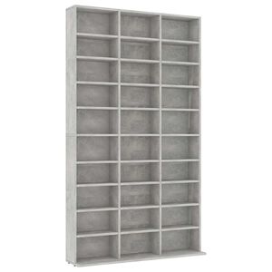 vidaXL Етажерка за компактдискове сива 102x16x177,5 см инженерно дърво