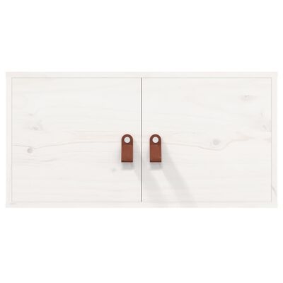 vidaXL Стенен шкаф, бял, 60x30x30 см, борово дърво масив