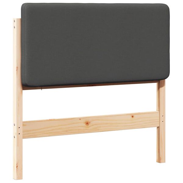 vidaXL Тапицирана табла Кафяво и тъмно сиво 90 cm Солидно борово дърво