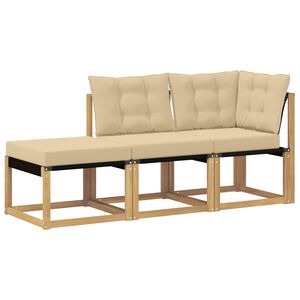 vidaXL Секционен диван с възглавница 3 Брой Бяло