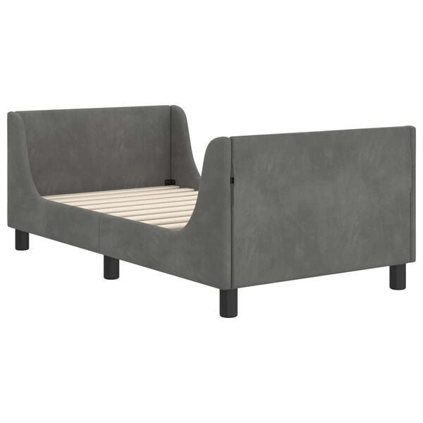 vidaXL Легло за деца с табла с таблото Тъмен сив 80 x 160 cm Кадифе