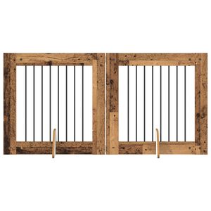vidaXL Врата за кучета с поставки 2 pcs Старо дърво 80 x 80 cm