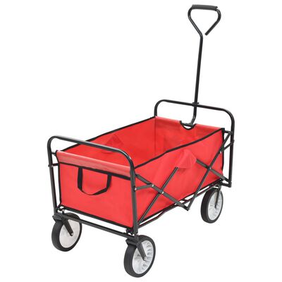 vidaXL Сгъваема ръчна количка, стомана, червена